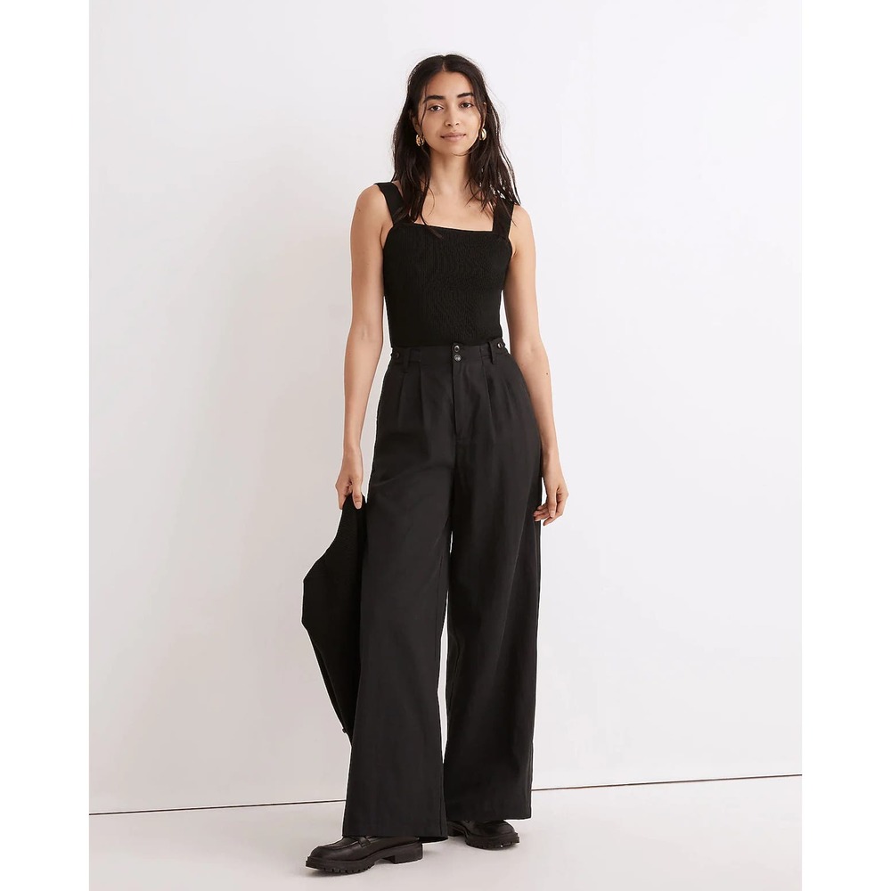NWT Madewell The Harlow Wide-Leg Pant In Black Size 16